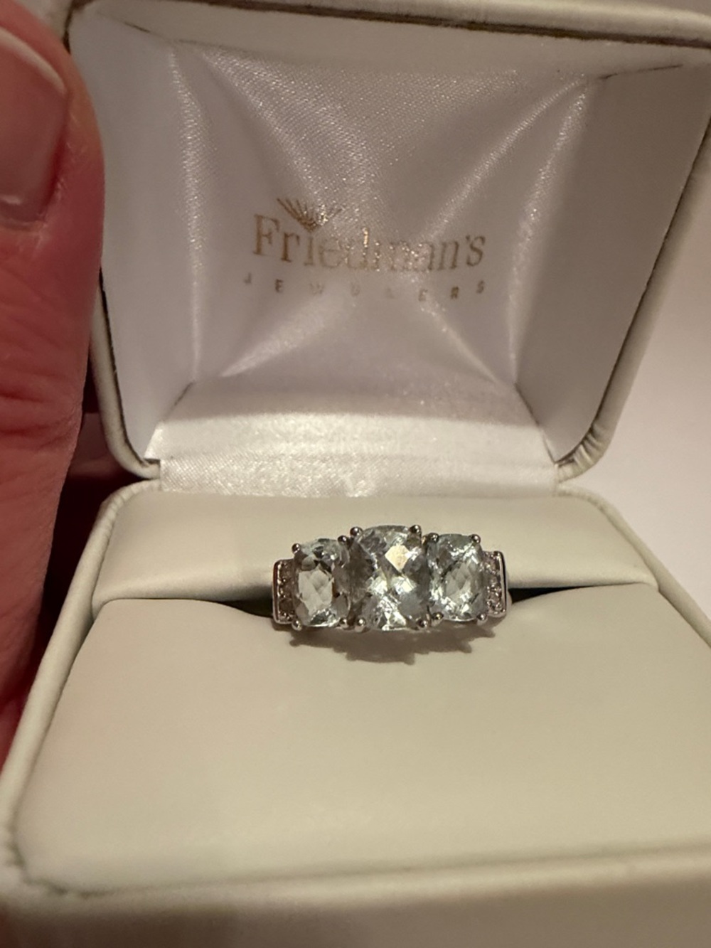 NWOT Aquamarine Jewelry Set- 10k White Gold/ bracelet and ring - Picture 10 of 14